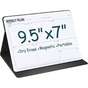 Magnetic Small White Board,Portable Dry Erase Board with Stand,Desktop Whiteboard for Office Meeting Bussiness Home 9.5" x 7" with Marker, Wipe Cloth (Black) in Saudi Arabia