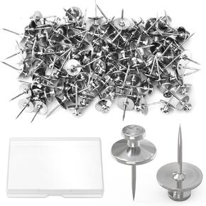 100Pcs Silver Double Headed Picture Hangers Nails, Small Head Thumb Tacks Nails for Hanging Picture Photo Tapestry