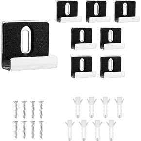 8pcs Metal Mirror Clips, Heavy Duty Metal Mirror Holder Kit Mirror Hangers Clips Mirror Mounting Hardware with Screws Rubber Pads for Wall Mounting Frameless Mirror Billboard Displays(Silver)
