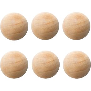 CYS EXCEL 5" Decorative Wood Ball (6 PCS) | Natural Round Unfinished Wood Sphere | DIY Arts & Crafts Wooden Balls