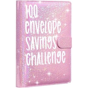 100 Envelopes Money Saving Challenge, Fun and Organized Challenges to Save $5,050, A5 Money Saving Budget Binder, Savings Challenges Book for Planning(Pink)