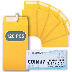 MOS #1 Coin Envelopes – 2-1/4" x 3-1/2" White Self-Seal Coin Envelopes #1 (120 Count) – Savings Challenge, Money Envelopes for Cash, Cash Envelopes for Budgeting, Money Saving Envelopes, Seed Storage