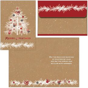 For Unto Us a Child is Born 26 Boxed Watercolor Christmas Cards, Foil Nativity Scene Christmas Greeting Cards with Envelopes