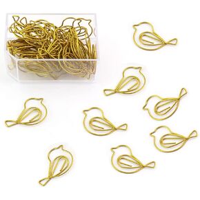 Gold Bird Shape Paper Clips Animal Shaped Paperclip Cute Bird Bookmark in Box Office Bookmark Clips for Document Organizing Book Mark Office Home School Supplies