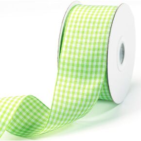 Red 1 1/2 inch Plaid Ribbon Roll 1.5inch 20 Yards Checked Polyester Gingham Ribbon Flower Bouquet Wreath Gift Wrapping Ribbon for Crafts-Bow-Chirstmas Day-Home & Party Decor