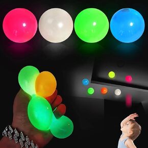 4Pcs Sticky Balls to Throw at Ceiling, Stress Balls Fidget Toys for Kids and Adults, Fidget Ball Stress Toys, Squeeze Ball Sensory Toys for Autism, ADHD, Perfect Party Bag Fillers for Kids (1.77 inch)