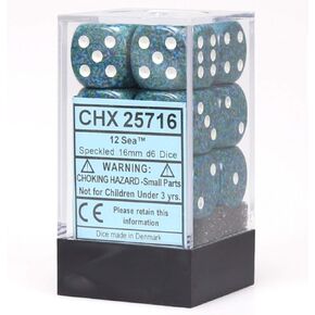 DND Dice Set - Chessex D&D Dice - 16mm Speckled Sea Plastic Polyhedral Dice Set-Dungeons and Dragons Dice Includes 12 Dice – D6, Various (CHX25716)