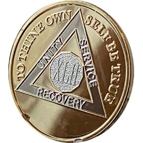 42 Year AA Medallion Glossy 22K Gold Plated Sobriety Chip