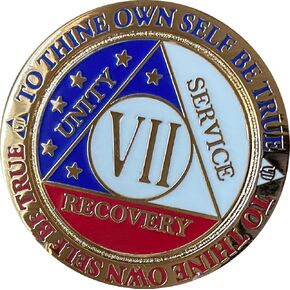 7 Year AA Medallion Reflex Red White Blue Patriotic Gold Plated Color Chip Stars