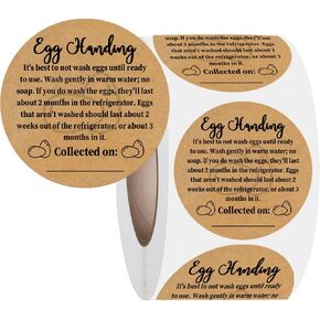 500 PCS Farm Fresh Eggs Carton Stickers Kraft Paper Egg Carton Labels Farm Fresh Egg Care Stickers Egg Handling Labels Self Adhesive Egg Packaging Stickers for Chicken Eggs Freshness & Storage,2 in