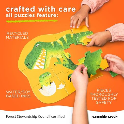 Crocodile Creek 200-Piece Jigsaw Floor Puzzle with Matching Poster - Fun Puzzles for Kids Ages 6-8 and Up - Heavy-Duty Storage Cylinder with Handle - World Map - 19" x 13" Finished in Kuwait