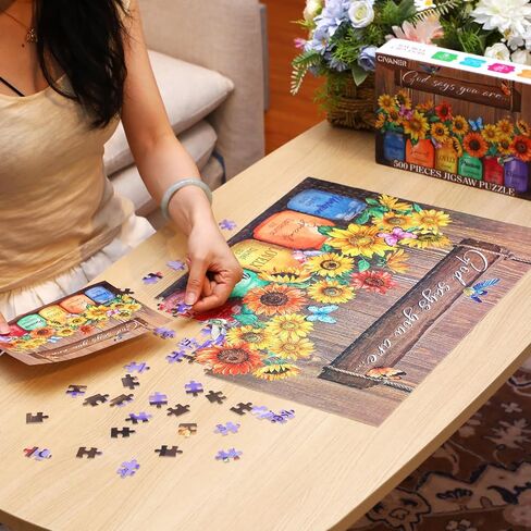 Civaner 500 Piece Christian Puzzles for Adults Bible Puzzles Sunflower Religious Puzzles for Adults Elderly Seniors Inspirational Jigsaw Puzzles Gift for Christmas Mother's Day (Bible Verse) in Saudi Arabia