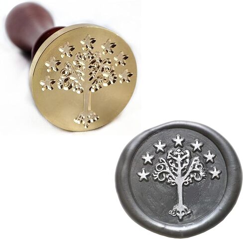 Wax Seal Stamp Kit, Tree of gondor Stamp with Vintage Wooden Handle for Wedding Envelopes Invitation Christmas Decoration (Tree of gondor Stamp) in Saudi Arabia