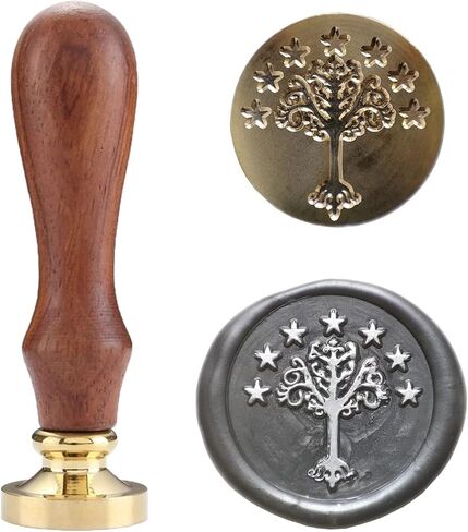 Wax Seal Stamp Kit, Tree of gondor Stamp with Vintage Wooden Handle for Wedding Envelopes Invitation Christmas Decoration (Tree of gondor Stamp) in Saudi Arabia