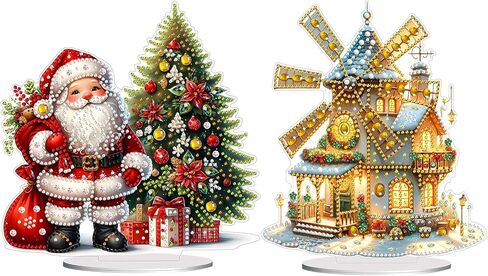 ARTopet DIY Diamond Desktop Ornaments Christmas Atmosphere Diamond Art Painting Single Sided Diamond Tabletop Ornaments Design Home Decor-House in Saudi Arabia