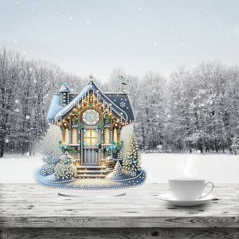 ARTopet DIY Diamond Desktop Ornaments Christmas Atmosphere Diamond Art Painting Single Sided Diamond Tabletop Ornaments Design Home Decor-House in Saudi Arabia