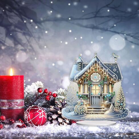 ARTopet DIY Diamond Desktop Ornaments Christmas Atmosphere Diamond Art Painting Single Sided Diamond Tabletop Ornaments Design Home Decor-House in Saudi Arabia