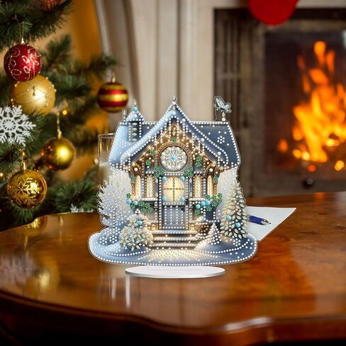 ARTopet DIY Diamond Desktop Ornaments Christmas Atmosphere Diamond Art Painting Single Sided Diamond Tabletop Ornaments Design Home Decor-House in Saudi Arabia