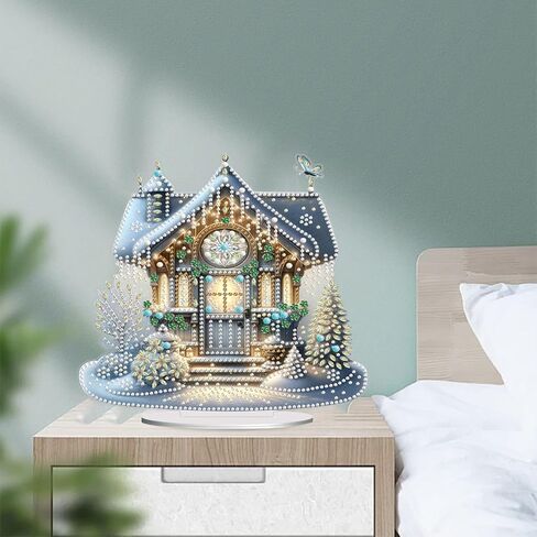 ARTopet DIY Diamond Desktop Ornaments Christmas Atmosphere Diamond Art Painting Single Sided Diamond Tabletop Ornaments Design Home Decor-House in Saudi Arabia