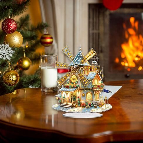 ARTopet DIY Diamond Desktop Ornaments Christmas Atmosphere Diamond Art Painting Single Sided Diamond Tabletop Ornaments Design Home Decor-House in Saudi Arabia