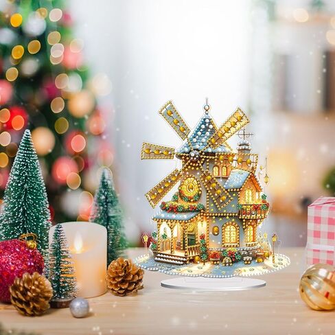 ARTopet DIY Diamond Desktop Ornaments Christmas Atmosphere Diamond Art Painting Single Sided Diamond Tabletop Ornaments Design Home Decor-House in Saudi Arabia