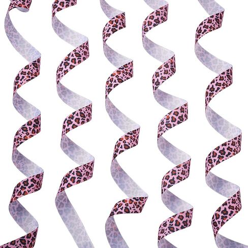 Craftdady 25 Yards Leopard Printed Grosgrain Ribbon 1 Inch Cheetah Animal Print Polyester Fabric Ribbon for Headbands Hair Bows Crafting Wrapping, White in Saudi Arabia