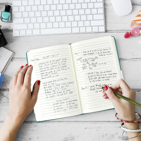 2 حزمة من دفاتر الملاحظات اليومية مقاس A5 من Coopay، دفاتر ملاحظات كلاسيكية مسطرة بالكلية، دفاتر يوميات مبطنة بالجلد، دفاتر يومية مبطنة بالجلد للمكتب والمنزل والأعمال التجارية، 8.3 × 5.5 بوصة، ورق سميك 100 جرام في المتر المربع، 160 صفحة (أزرق/أخضر) in Kuwait