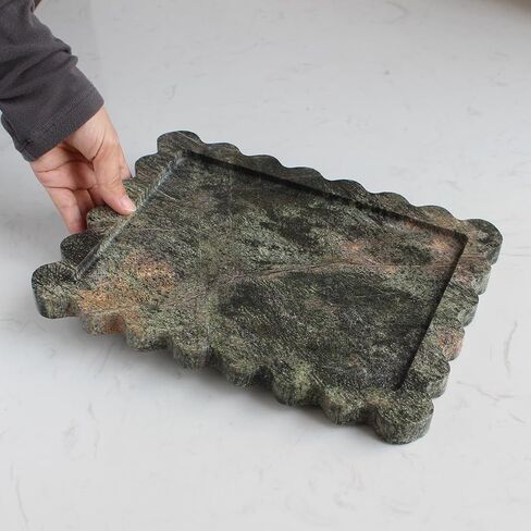 صينية رخامية أصلية من كالاكاتا فيولا مقاس 10.8 بوصة × 8 بوصة، صينية زينة مستطيلة فاخرة لطاولة الحمام والمطبخ، صينية تزيين لديكور المنزل في خزانة الملابس in Kuwait