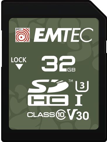 بطاقة SD خارجية سعة 32 جيجابايت من EMTEC - بطاقة SD لكاميرا UHS-I U1 V10 فئة 10 - حماية IPX6 وIPX7 - مثالية لمقاطع الفيديو عالية الدقة - عبوتان in Kuwait