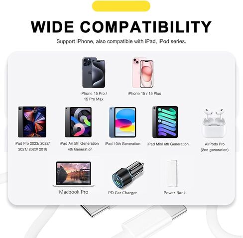 Compatible Car Carplay Cable for Apple 60W USB-C Woven Charger Charging Cord for iPhone 16 15 iPhone 15 Pro Max 15 Plus,AirPods 4, AirPods Pro 2nd,iPad 10th iPad Pro iPad Air USB A to USB C Cable Wire in Saudi Arabia