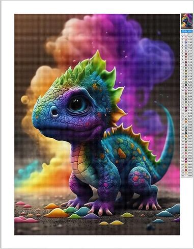 Dinosaur Diamond Painting Kits for Adults Beginners - Cartoon 5D Full Drill Round Diamond Art Kits Anime Dargon Diamond Dots Paintings with Diamonds Gem Art Picture Crafts Home Decor 12x16 inch in Saudi Arabia