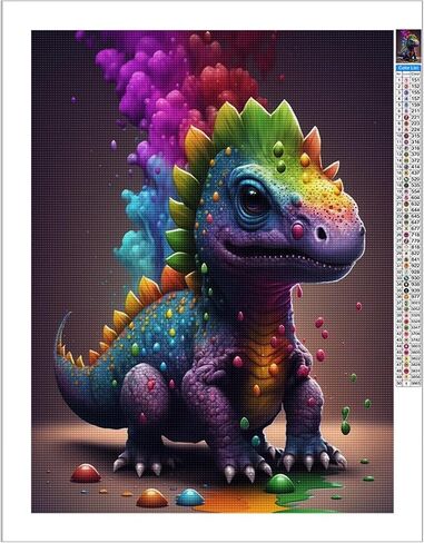 Dinosaur Diamond Painting Kits for Adults Beginners - Cartoon 5D Full Drill Round Diamond Art Kits Anime Dargon Diamond Dots Paintings with Diamonds Gem Art Picture Crafts Home Decor 12x16 inch in Saudi Arabia