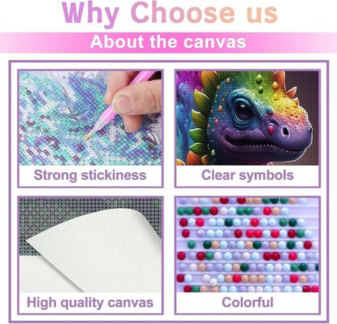 Dinosaur Diamond Painting Kits for Adults Beginners - Cartoon 5D Full Drill Round Diamond Art Kits Anime Dargon Diamond Dots Paintings with Diamonds Gem Art Picture Crafts Home Decor 12x16 inch in Saudi Arabia