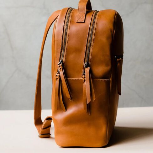 ABLE Clothing Alem Leather 15" Laptop Backpack for Women, Professional Backpack with Laptop Compartment,Multifunction Pockets, Adjustable Straps, Ideal for Work, Travel and Everyday Use (Cognac) in Saudi Arabia