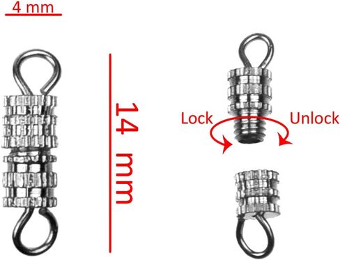 Eco-Fused 200x Barrel Screw Clasps - Use for Jewelry Making and Repair - Recommended Connector for DIY Necklaces, Bracelets, Anklets - 4 mm x 15 mm - Stainless Steel in Saudi Arabia