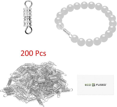 Eco-Fused 200x Barrel Screw Clasps - Use for Jewelry Making and Repair - Recommended Connector for DIY Necklaces, Bracelets, Anklets - 4 mm x 15 mm - Stainless Steel in Saudi Arabia