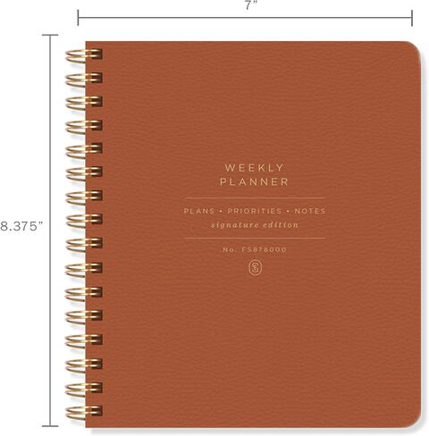 مخطط أسبوعي غير مؤرخ من Fringe Studio "STANDARD COGNAC"، مقاس 7 بوصة × 8.375 بوصة، غطاء جلد نباتي، 160 صفحة، مجموعة الإصدار المميز (878003) in Kuwait