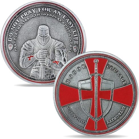 Knights Templar Challenge Coin Religious Coins Red Cross Challenge Coins Commemorative Gift in Saudi Arabia