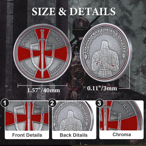 Knights Templar Challenge Coin Religious Coins Red Cross Challenge Coins Commemorative Gift in Saudi Arabia