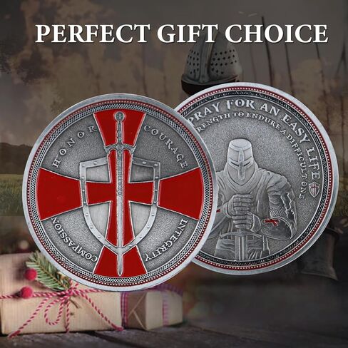 Knights Templar Challenge Coin Religious Coins Red Cross Challenge Coins Commemorative Gift in Saudi Arabia