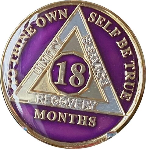 Ranger Industries 18 Month AA Medallion Metallic Purple Tri-Plate Sobriety Chip in Saudi Arabia