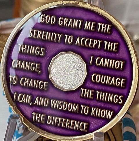 Ranger Industries 18 Month AA Medallion Metallic Purple Tri-Plate Sobriety Chip in Saudi Arabia
