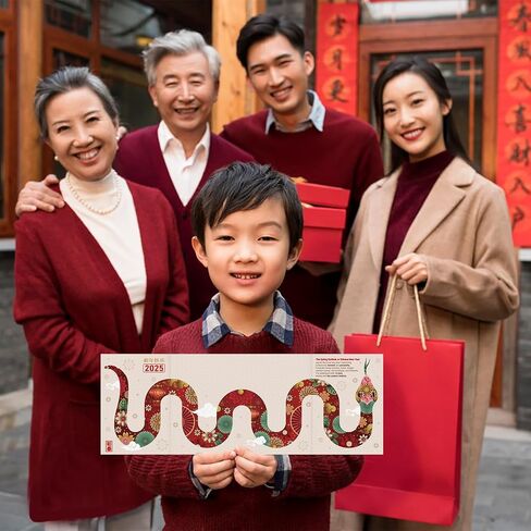 D4DREAM Happy Chinese New Year Card 2025 - Folding Year of The Snake Greeting Cards with Red Envelopes Snake Chinese Lunar New Year Cards Chinese New Year Snake Gift Cards Spring Festival Party Favors in Saudi Arabia