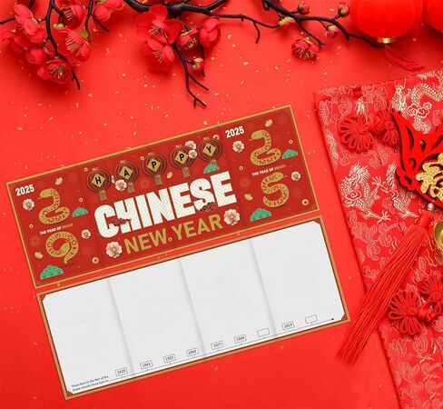 D4DREAM Happy Chinese New Year Card 2025 - Folding Year of The Snake Greeting Cards with Red Envelopes Snake Chinese Lunar New Year Cards Chinese New Year Snake Gift Cards Spring Festival Party Favors in Saudi Arabia