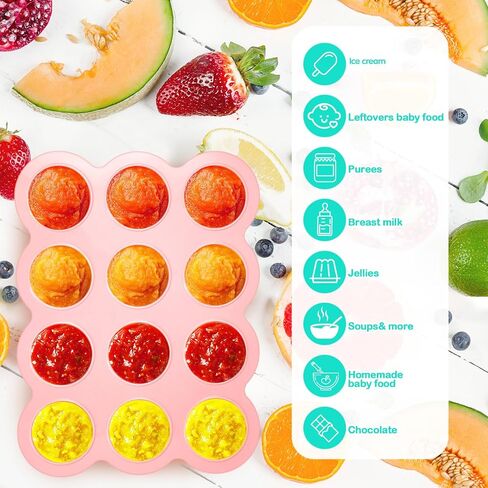 3 Pcs Baby Food Storage Container 12 Cup Silicone Baby Food Freezer Tray with Lid Stackable Reusable Silicone Baby Food Freezer Storage Tray for Food Vegetable Fruit Puree and Breast Milk (Blue) in Saudi Arabia