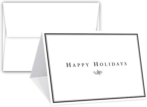 2025 Happy Holidays Greeting Cards and Envelopes, Minimalist Border Design, Christmas Xmas New Year Greetings, Corporate, Business, Party Invitations and Thank You Cards – 5" x 7" – 25 per Pack in Kuwait