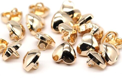 20Pcs 10mm(0.394inch) Heart Shape Gold Metal Buttons for Sewing Small Blouse Shirt Button with Shank DIY Crafts Golden Color in Saudi Arabia