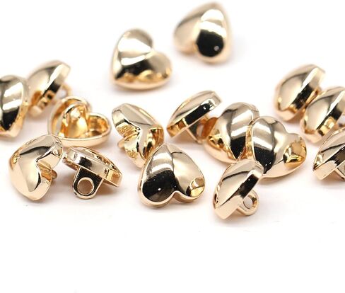 20Pcs 10mm(0.394inch) Heart Shape Gold Metal Buttons for Sewing Small Blouse Shirt Button with Shank DIY Crafts Golden Color in Saudi Arabia