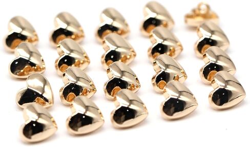 20Pcs 10mm(0.394inch) Heart Shape Gold Metal Buttons for Sewing Small Blouse Shirt Button with Shank DIY Crafts Golden Color in Saudi Arabia