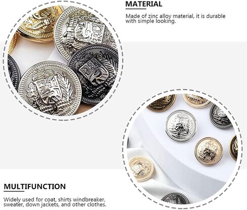 Wakauto 30 Piece Antique Metal Buttons with Round Shaped, 25mm/1 in Blazer Button Set Vintage Sewing Buttons for Coats Jacket DIY Craft (Black) in Kuwait